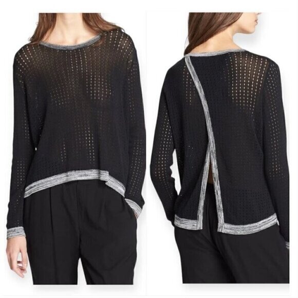 Rag & Bone Ariana Perforated Split-Back sweater, size XXS - Picture 1 of 12